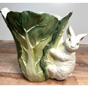 Ceramic Rabbit Vase With Leaf Design By Tailored Tides